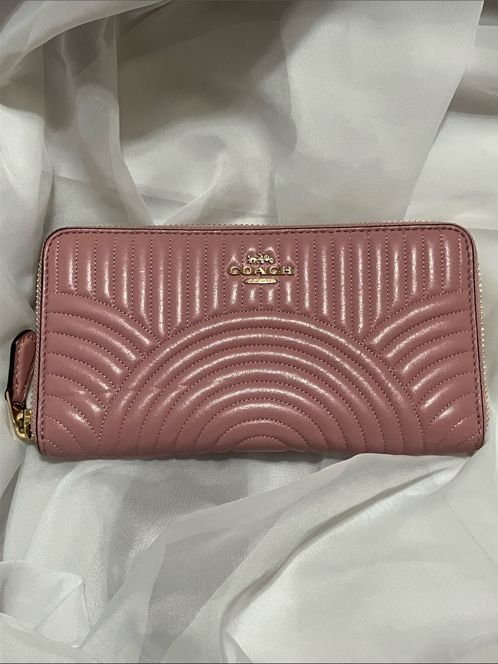 Quilted Pink Nappa Accordion Wallet